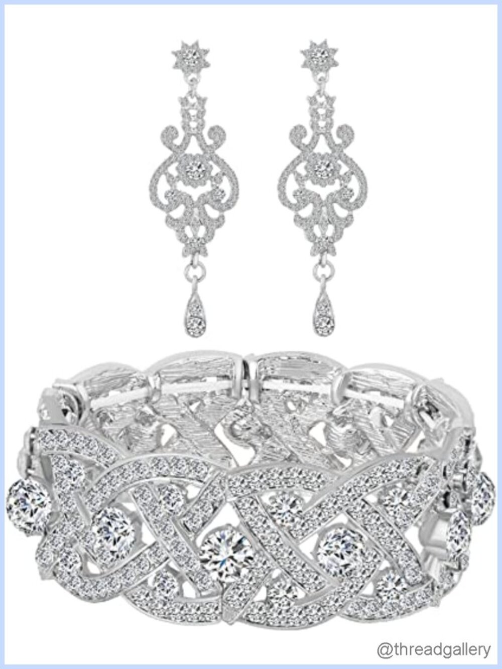Wedding Bridal Bracelet Earrings Set Crystal Infinity Design